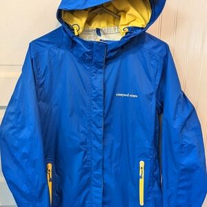Vineyard Vines Kids Blue Raincoat with Yellow Zippers